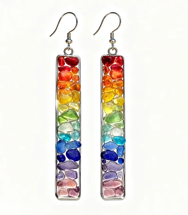 Rexie | Sea-Tumbled Rainbow Bling Coastal Earrings