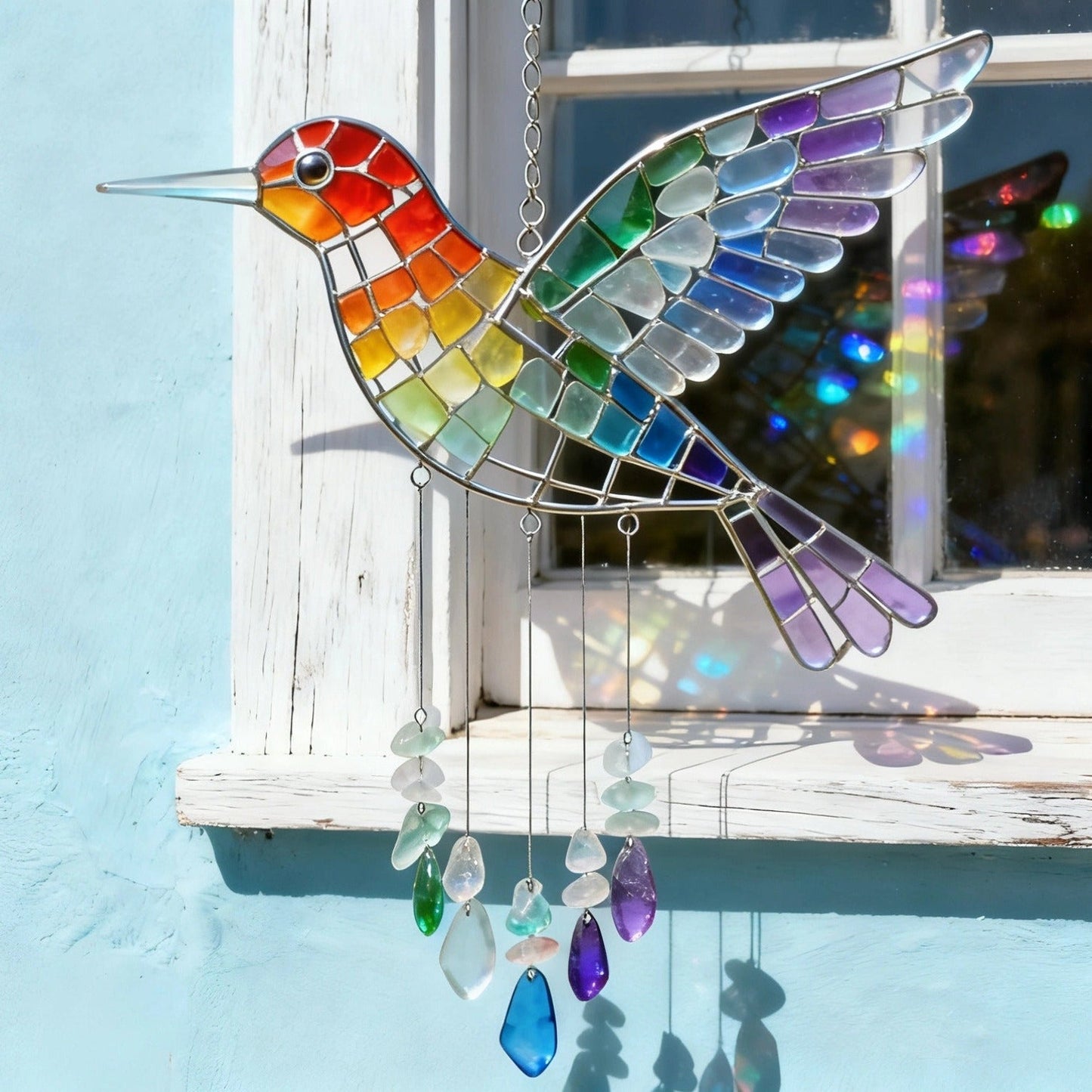 Nin | Sea Glass Rainbow Bird Wind Chime