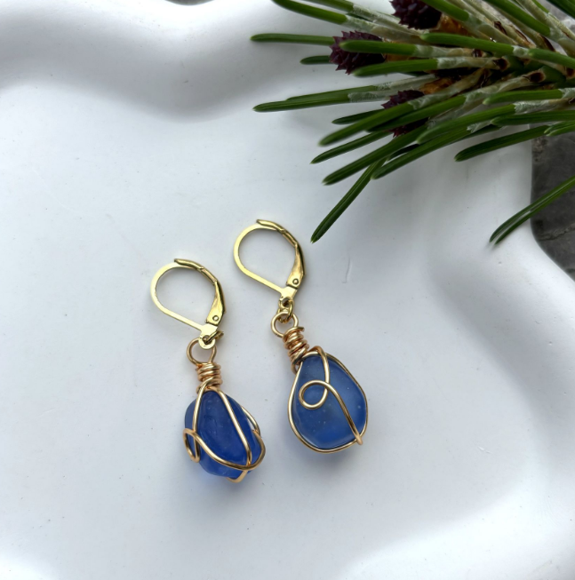 Evelyn | Sea Glass Pendant Earrings