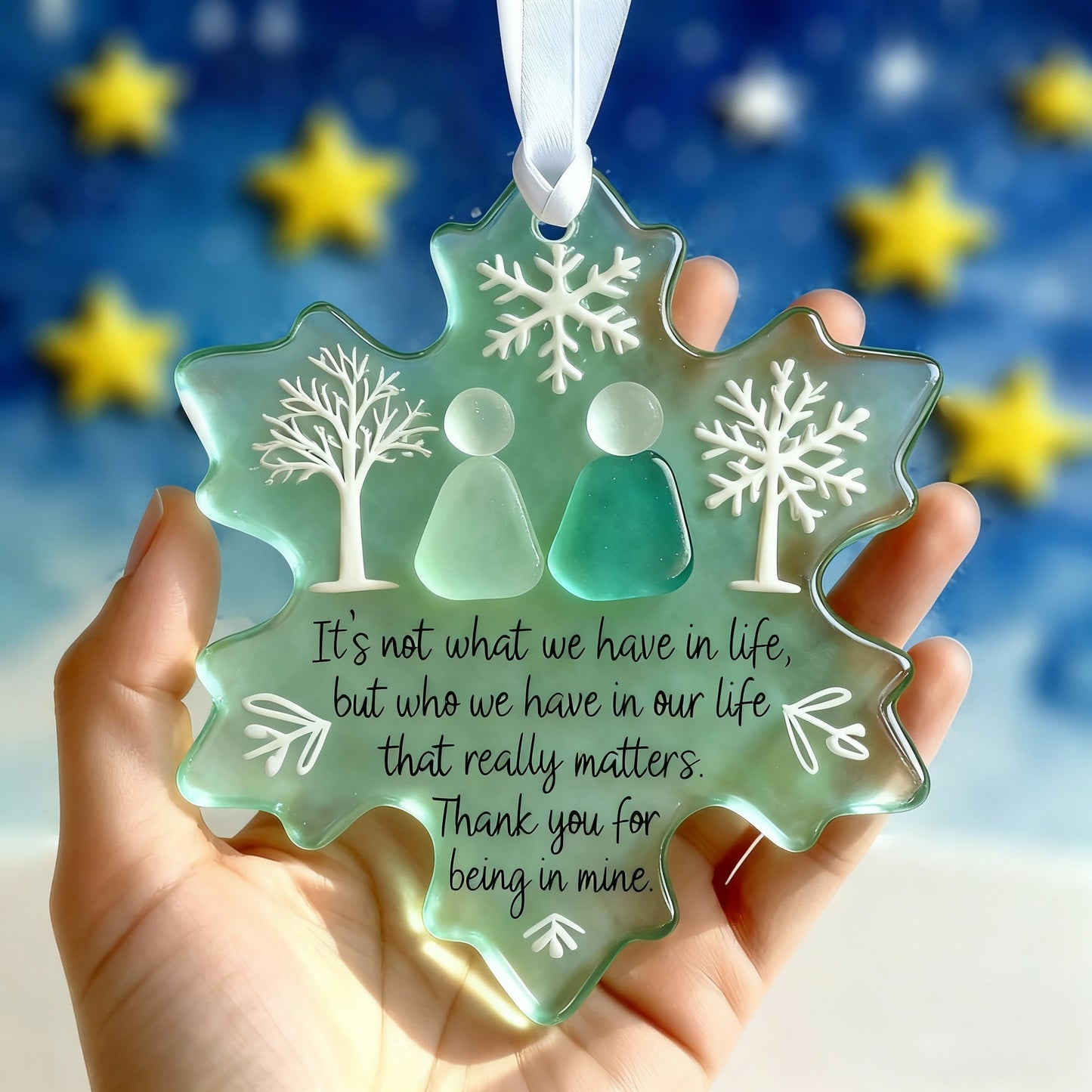 Mary | Snowflake-Shaped Sea Glass Friendship Ornament