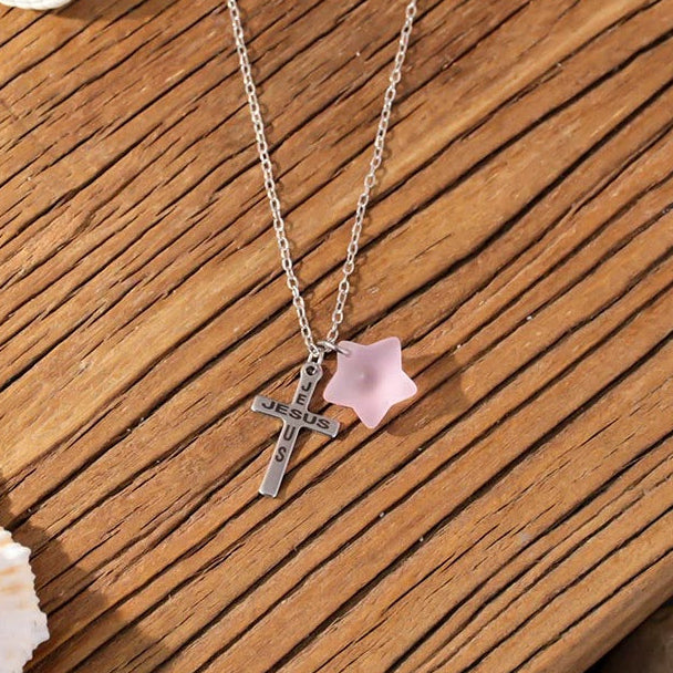 Sarah | Pentagram Sea Glass Necklace