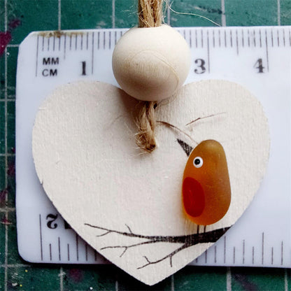 Maria | Sea Glass Robin Heart Decoration