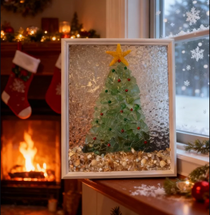 Maine | Handcrafted Sea Glass Christmas Tree Art