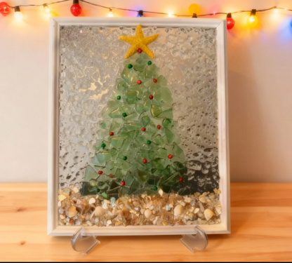 Maine | Handcrafted Sea Glass Christmas Tree Art