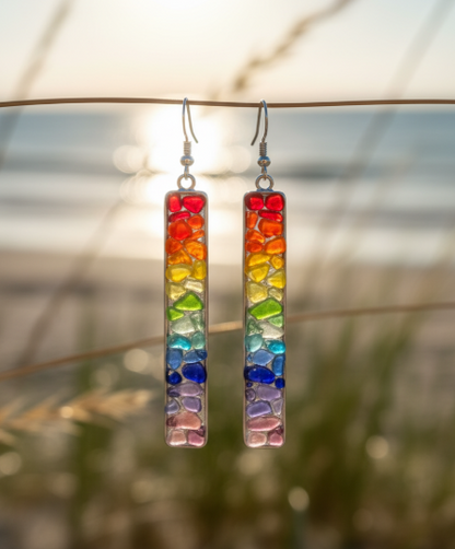 Rexie | Sea-Tumbled Rainbow Bling Coastal Earrings