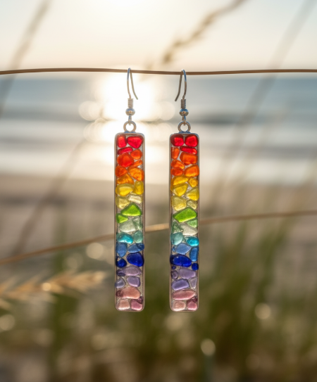Rexie | Sea-Tumbled Rainbow Bling Coastal Earrings