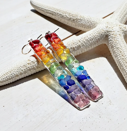 Rexie | Sea-Tumbled Rainbow Bling Coastal Earrings