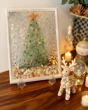 Maine | Handcrafted Sea Glass Christmas Tree Art