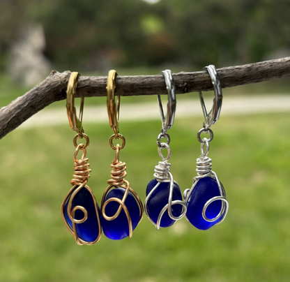 Evelyn | Sea Glass Pendant Earrings