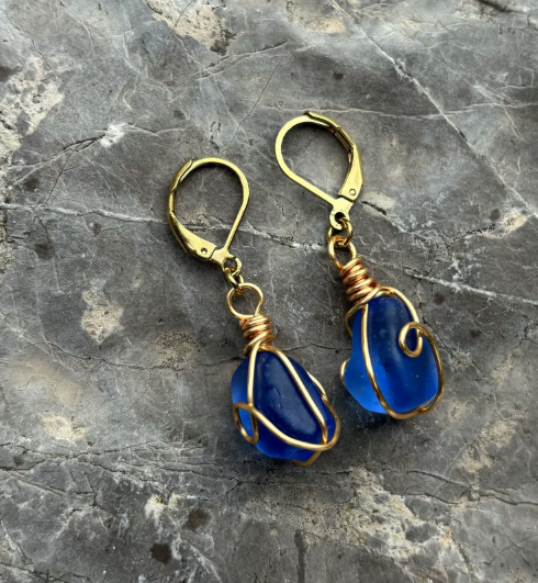 Evelyn | Sea Glass Pendant Earrings