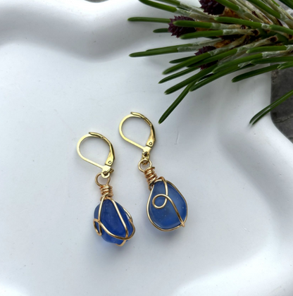 Evelyn | Sea Glass Pendant Earrings