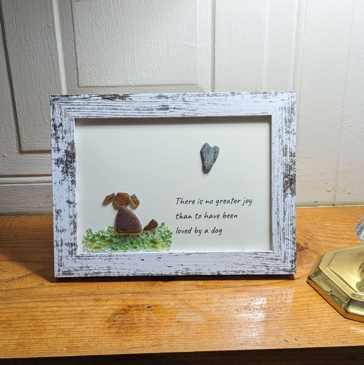 Tiara | Sea Glass Art Dog Pebble Art Gift for Dog Lovers Unique Gift