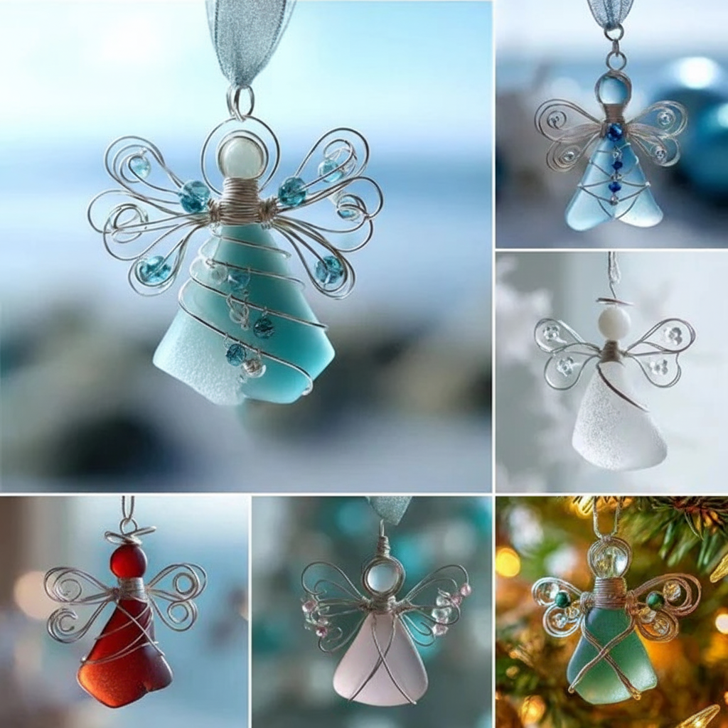 Lia | Handmade Sea Glass Angel Ornament