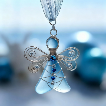 Lia | Handmade Sea Glass Angel Ornament
