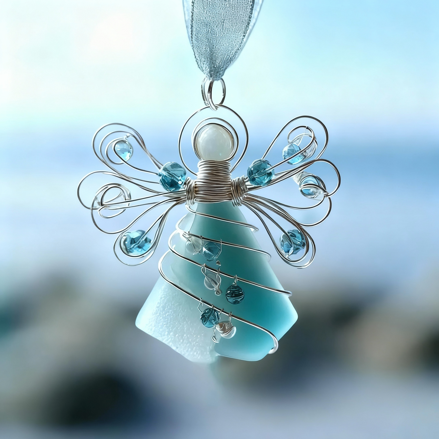 Lia | Handmade Sea Glass Angel Ornament